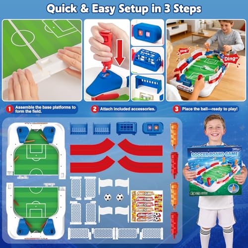 SOCCER BOARD GAME FOR KIDS MINI FOOSBALL TABLETOP GAME TOY INTERACTIVE PINBALL SOCCER TOY WITH SCORE COUNTER DUAL FLIPPER INDOOR - 2