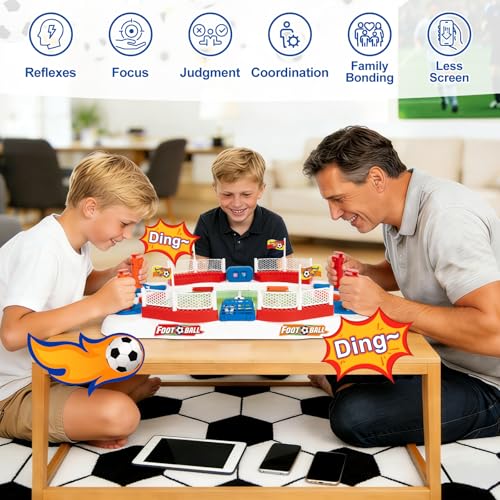 SOCCER BOARD GAME FOR KIDS MINI FOOSBALL TABLETOP GAME TOY INTERACTIVE PINBALL SOCCER TOY WITH SCORE COUNTER DUAL FLIPPER INDOOR - 4