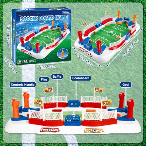 SOCCER BOARD GAME FOR KIDS MINI FOOSBALL TABLETOP GAME TOY INTERACTIVE PINBALL SOCCER TOY WITH SCORE COUNTER DUAL FLIPPER INDOOR - 5