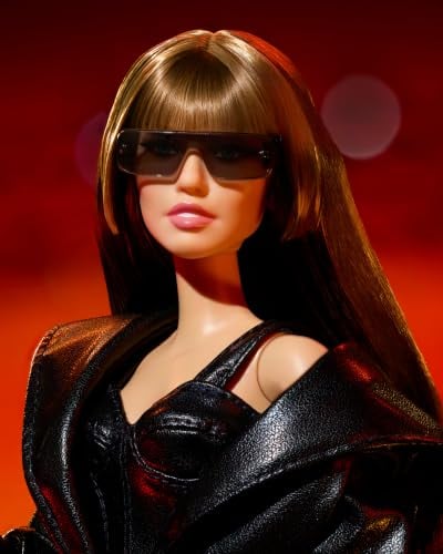 BARBIE SIGNATURE DOLL MILEY CYRUS POSABLE COLLECTIBLE IN FAUX LEATHER OUTFIT WITH HOOD AND HEELS FAUX LEATHER OUTFIT HOOD HEELS - 3