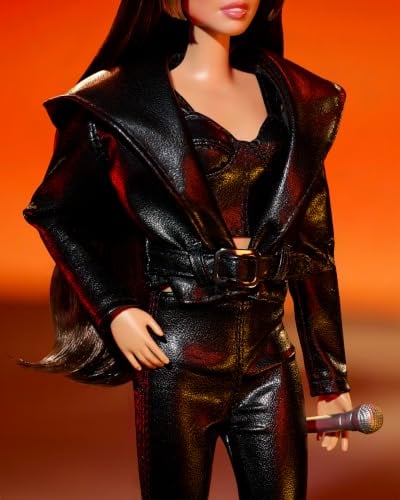 BARBIE SIGNATURE DOLL MILEY CYRUS POSABLE COLLECTIBLE IN FAUX LEATHER OUTFIT WITH HOOD AND HEELS FAUX LEATHER OUTFIT HOOD HEELS - 4
