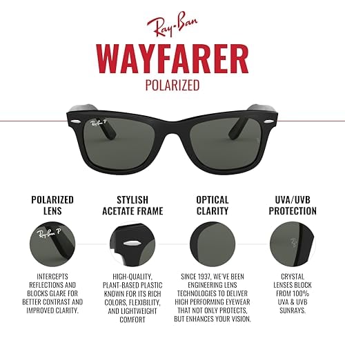 RAYBAN RB2140 WAYFARER POLARIZED SQUARE SUNGLASSES - 4