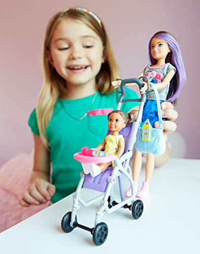 BARBIE SET DE JUEGOS DE NIÑERA CON MUÑECA SKIPPER MUÑECO BEBÉ COCHECITO SALTARÍN Y ACCESORIOS TEMÁTICOS PARA NIÑOS DE 3 A 7 AÑOS - 2