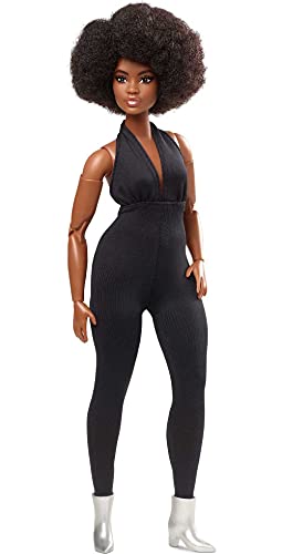 BARBIE SIGNATURE LOOKS MUÑECA CURVA MORENA MUÑECA DE MODA TOTALMENTE POSABLE CON OVEROL NEGRO REGALO PARA COLECCIONISTAS - 1
