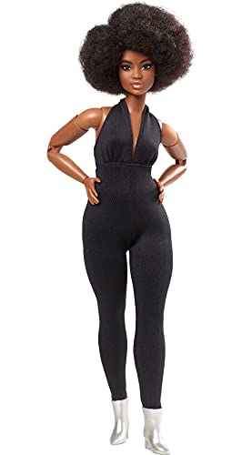 BARBIE SIGNATURE LOOKS MUÑECA CURVA MORENA MUÑECA DE MODA TOTALMENTE POSABLE CON OVEROL NEGRO REGALO PARA COLECCIONISTAS - 5