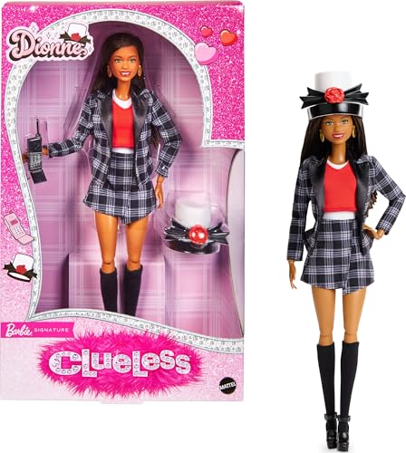 MUÑECA BARBIE SIGNATURE COLECCIONABLE CLUELESS DIONNE CON TRAJE A CUADROS BLANCO Y NEGRO SOMBRERO ALTO Y ACCESORIO DE TELÉFONO - 1