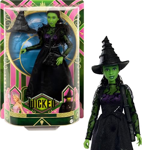 MATTEL UNIVERSAL WICKED ELPHABA MUÑECA DE MODA Y ACCESORIOS CON PIEL VERDE CABELLO NEGRO TRENZADO POSABILIDAD Y APARIENCIA - 1