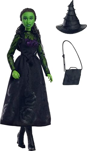 MATTEL UNIVERSAL WICKED ELPHABA MUÑECA DE MODA Y ACCESORIOS CON PIEL VERDE CABELLO NEGRO TRENZADO POSABILIDAD Y APARIENCIA - 5