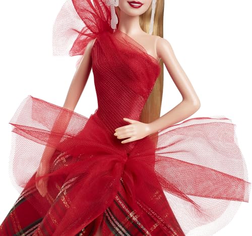 MUÑECA BARBIE SIGNATURE MUÑECA DE MODA FESTIVA DE CABELLO RUBIO 2024 CON VESTIDO Y FALDA A CUADROS REGALO DE COLECCIÓN - 3