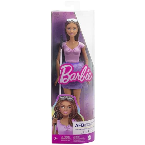 BARBIE FASHIONISTAS DOLL 228 BLIND BARBIE DOLL CON PARTE SUPERIOR ROSA Y FALDA CON VOLANTES CON BASTÓN Y GAFAS DE SOL - 4