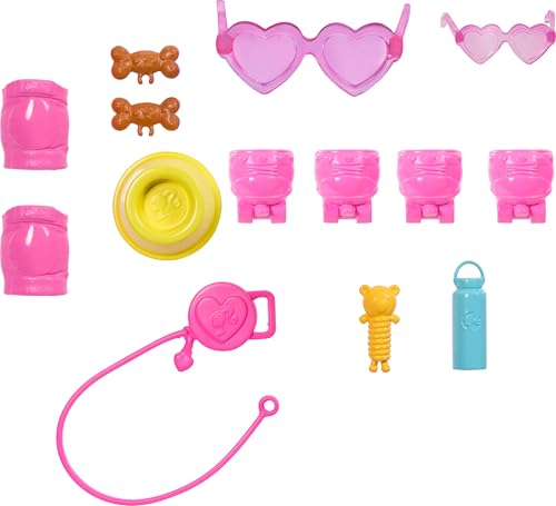 BARBIE PETS SKATE AND RUN MUÑECA MORENA CON CACHORRO DE PATINAJE CORREA PATINES LENTES DE SOL Y ACCESORIOS PARA MASCOTAS - 6