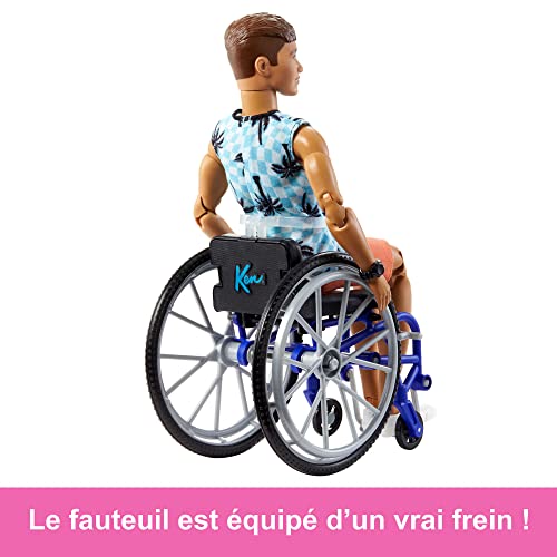 MUÑECA BARBIE KEN CON SILLA DE RUEDAS Y RAMPA JUGUETES PARA NIÑOS FASHIONISTAS MORENA CON CAMISETA PLAYERA Y PANTALONES CORTOS - 4
