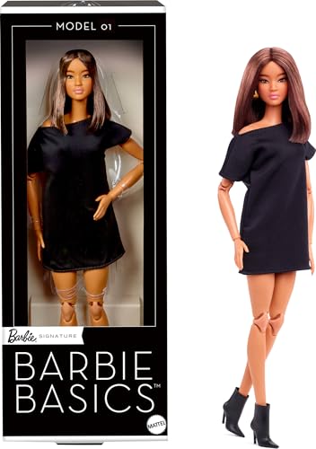 BARBIE BASICS MODEL 01 MUÑECA COLECCIONISTA CON CABELLO MORENO MINI VESTIDO Y ZAPATOS NEGROS MODA DE AJUSTE UNIVERSAL CUERPO - 1