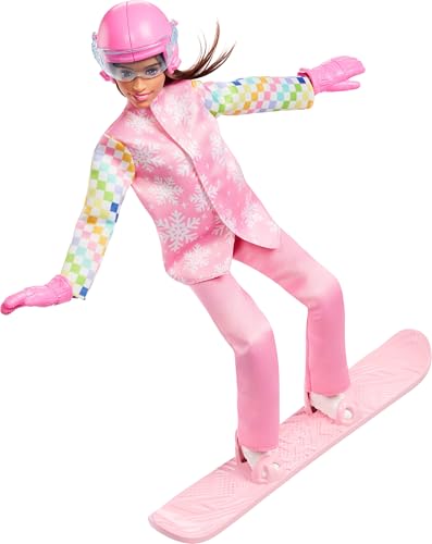 BARBIE CAREERS MUÑECA SNOWBOARDER CON CHAQUETA DE NIEVE ROSA PANTALONES Y BOTAS CON MÁS DE 10 ACCESORIOS INCLUYENDO SNOWBOARD - 5