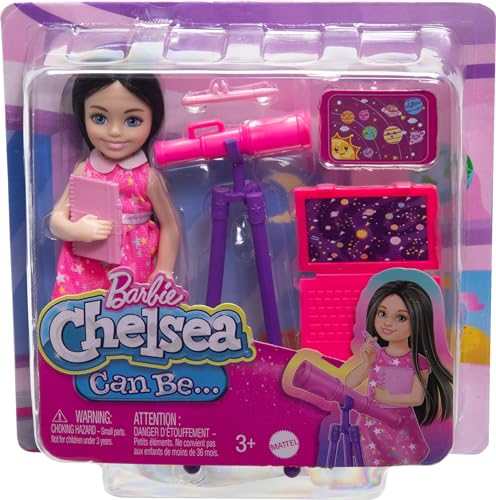 SET DE JUGUETES BARBIE CHELSEA PUEDE SER ASTRÓNOMA MUÑECA PEQUEÑA MORENA CON 5 ACCESORIOS TEMÁTICOS DE CIENCIA INCLUYENDO - 6