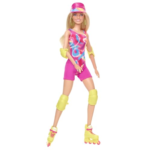 BARBIE THE MOVIE MARGOT ROBBIE MUÑECA DE PATINAJE CON TRAJE DE NEÓN TRAJE DE GIMNASIA RETRO PANTALONES CORTOS DE MOTOCICLISTA - 2