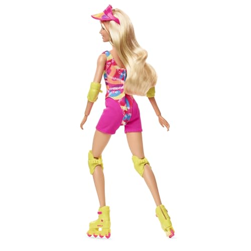 BARBIE THE MOVIE MARGOT ROBBIE MUÑECA DE PATINAJE CON TRAJE DE NEÓN TRAJE DE GIMNASIA RETRO PANTALONES CORTOS DE MOTOCICLISTA - 3