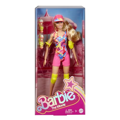 BARBIE THE MOVIE MARGOT ROBBIE MUÑECA DE PATINAJE CON TRAJE DE NEÓN TRAJE DE GIMNASIA RETRO PANTALONES CORTOS DE MOTOCICLISTA - 6