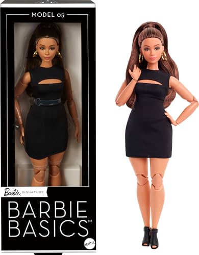 BARBIE BASICS MUÑECA COLECCIONISTA MODELO 05 CON CABELLO MORENO MINI VESTIDO NEGRO Y TACONES MODA DE AJUSTE UNIVERSAL CUERPO - 1