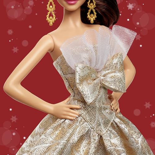 BARBIE SIGNATURE 2025 MUÑECA DE MODA DE CABELLO CASTAÑO CLARO FESTIVO CON VESTIDO PLATEADO Y DORADO COLECCIONABLE DE TEMPORADA - 3