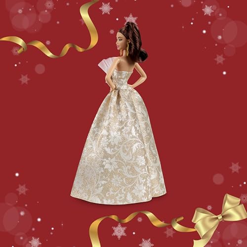 BARBIE SIGNATURE 2025 MUÑECA DE MODA DE CABELLO CASTAÑO CLARO FESTIVO CON VESTIDO PLATEADO Y DORADO COLECCIONABLE DE TEMPORADA - 5