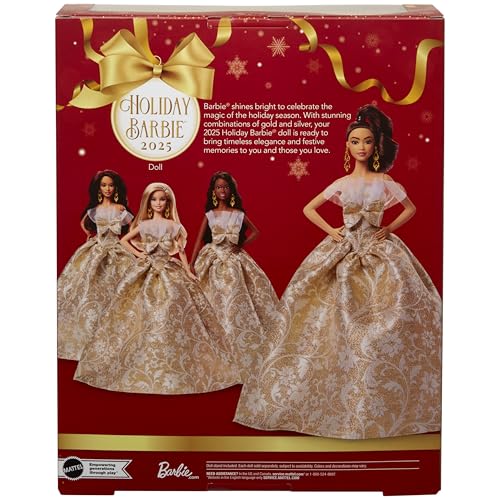 BARBIE SIGNATURE 2025 MUÑECA DE MODA DE CABELLO CASTAÑO CLARO FESTIVO CON VESTIDO PLATEADO Y DORADO COLECCIONABLE DE TEMPORADA - 6