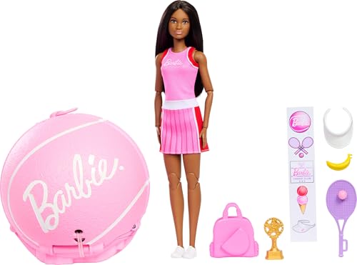 BARBIE MUÑECO Y ACCESORIOS DE JUGADOR DE TENIS CON MUÑECA BRUNETTE FASHION Y 8 SORPRESAS Y UNA FUNDA PARA PELOTA DE TENIS - 1