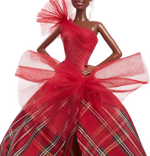 MUÑECA BARBIE SIGNATURE MUÑECA DE MODA FESTIVA DE 2024 CON CABELLO CASTAÑO USANDO VESTIDO A CUADROS REGALO DE COLECCIONISTA - 3