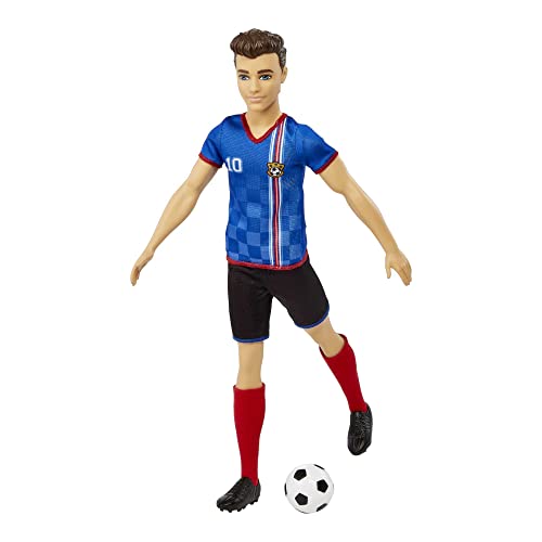 BARBIE CAREERS KEN MUÑECA DE MODA Y ACCESORIO JUGADOR DE FÚTBOL CON CABELLO CORTO UNIFORME 10 CALCETINES ALTOS TACOS Y PELOTA - 2