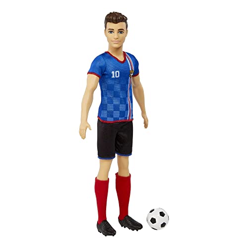 BARBIE CAREERS KEN MUÑECA DE MODA Y ACCESORIO JUGADOR DE FÚTBOL CON CABELLO CORTO UNIFORME 10 CALCETINES ALTOS TACOS Y PELOTA - 3