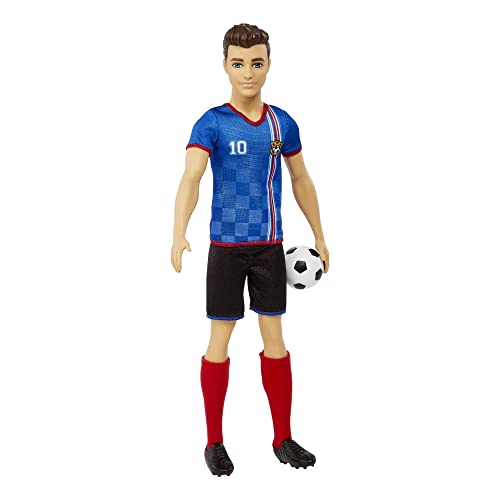 BARBIE CAREERS KEN MUÑECA DE MODA Y ACCESORIO JUGADOR DE FÚTBOL CON CABELLO CORTO UNIFORME 10 CALCETINES ALTOS TACOS Y PELOTA - 4