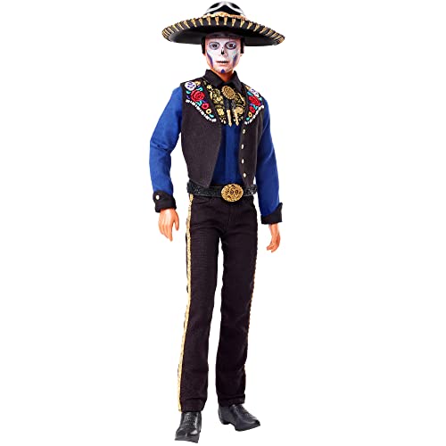 BARBIE MUÑECA DE MODA EXCLUSIVA 2022 DÍA DE MUERTOS KEN COLECCIONABLE CAMISA CHALECO Y SOMBRERO CON PINTURA FACIAL DE CALAVERA - 1