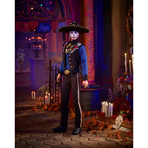 BARBIE MUÑECA DE MODA EXCLUSIVA 2022 DÍA DE MUERTOS KEN COLECCIONABLE CAMISA CHALECO Y SOMBRERO CON PINTURA FACIAL DE CALAVERA - 2