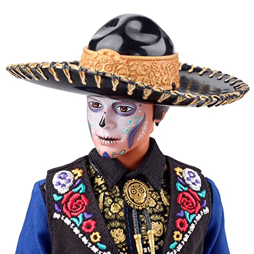 BARBIE MUÑECA DE MODA EXCLUSIVA 2022 DÍA DE MUERTOS KEN COLECCIONABLE CAMISA CHALECO Y SOMBRERO CON PINTURA FACIAL DE CALAVERA - 3