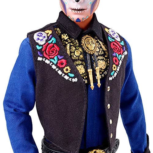 BARBIE MUÑECA DE MODA EXCLUSIVA 2022 DÍA DE MUERTOS KEN COLECCIONABLE CAMISA CHALECO Y SOMBRERO CON PINTURA FACIAL DE CALAVERA - 4