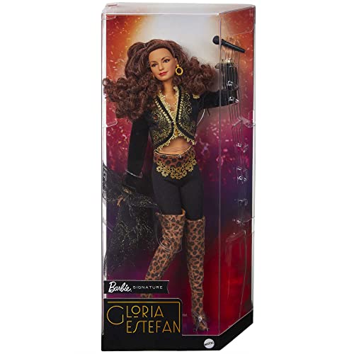 BARBIE SIGNATURE GLORIA ESTEFAN MUÑECA EN ORO Y NEGRO MODA Y ACCESORIOS CON MICRÓFONO REGALO PARA COLECCIONISTAS - 1