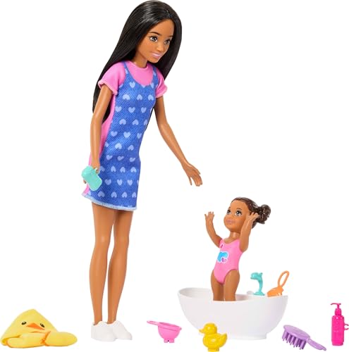 BARBIE SKIPPER BABYSITTERS INC SET DE JUEGO CON MUÑECA MORENA MUÑECA INFANTIL MORENA BAÑERA Y 6 ACCESORIOS INCLUYENDO UN PATO - 3