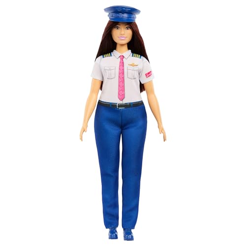BARBIE CAREERS PILOT MUÑECA DE MODA QUE LLEVA ATUENDO REMOVIBLE CON UNIFORME DE VUELO Y ZAPATOS ADEMÁS DE ACCESORIO DE SOMBRERO - 1