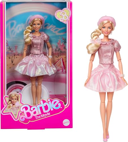 MUÑECA DE BARBIE DE LA PELÍCULA MARGOT ROBBIE COMO COLECCIONABLE CON BLUSA ROSA Y CONJUNTO DE TUTÚ CON FALDA CON CABELLO PEINADO - 1