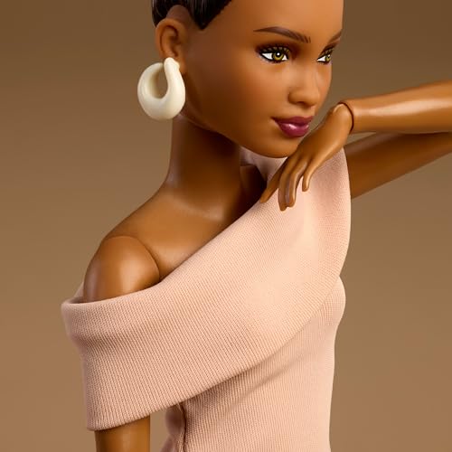 BARBIE BASICS MODEL COLLECTOR FASHION DOLL 08 CON CABELLO MORENO EN VESTIDO BRONCEADO Y TACONES DE TIRAS MODA DE AJUSTE - 5