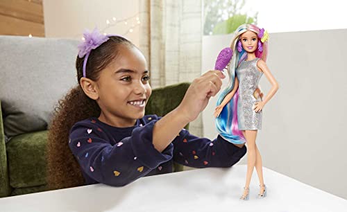 BARBIE MUÑECA Y ACCESORIOS DE PELO DE FANTASÍA CABELLO RUBIO LARGO Y COLORIDO CON ROPA INSPIRADA EN SIRENA Y UNICORNIO - 2