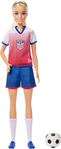 BARBIE CARRERAS USSF MUÑECA DE FÚTBOL DE MODA VESTIDA CON ATUENDO DEPORTIVO EXTRAÍBLE Y ZAPATOS CON ACCESORIOS - 1