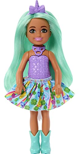 MUÑECA BARBIE CHELSEA INSPIRADA EN UNICORNIO CON PELO VERDE JUGUETES DE UNICORNIO DIADEMA CON CUERNO DE UNICORNIO Y COLA - 1