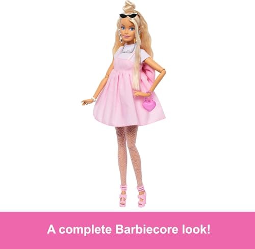BARBIE MUÑECA DE ESTILO DE LUJO 3 EN TRAJE DE BARBIECORE PELO RUBIO EN NUDO SUPERIOR VESTIDO ROSA PASTEL CON LAZO DE GRAN TAMAÑO - 5