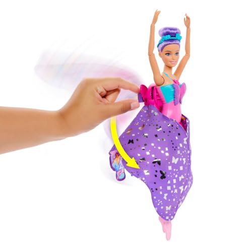BARBIE MUÑECA DANCE AND FLUTTER CON TRANSFORMACIÓN 2 EN 1 DE BAILARINA A MARIPOSA CON ALAS DE APERTURA CABELLO MORADO TOCADO - 5