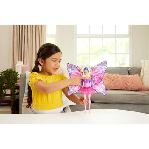 BARBIE MUÑECA DANCE AND FLUTTER CON TRANSFORMACIÓN 2 EN 1 DE BAILARINA A MARIPOSA CON ALAS DE APERTURA CABELLO MORADO TOCADO - 6