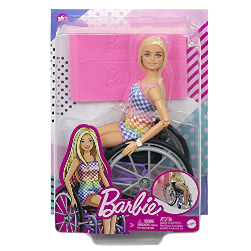 MUÑECA BARBIE CON SILLA DE RUEDAS Y RAMPA JUGUETES Y REGALOS PARA NIÑOS RUBIA BARBIE FASHIONISTAS MONO ARCOÍRIS ROPA Y ACCESORIOS - 6