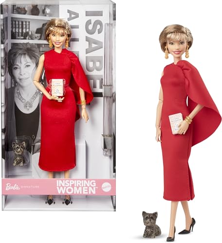 BARBIE MUÑECA INSPIRADORA PARA MUJER ISABEL ALLENDE COLECCIONABLE CON VESTIDO ROJO CON ACCESORIO PARA LIBROS Y MASCOTA - 1