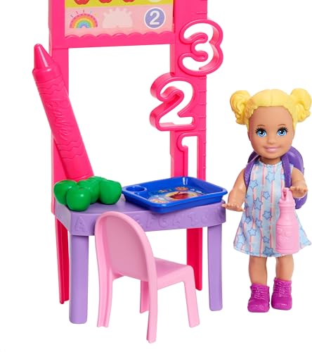 BARBIE CARRERAS MAESTRA SET DE JUEGO CON MUÑECA DE MODA CON VESTIDO REMOVIBLE MUÑEQUITA DE NIÑO PEQUEÑO PIZARRA DE AULA - 4