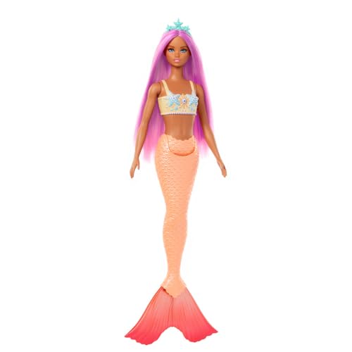 BARBIE MUÑECA DE SIRENA CON ACCESORIO DE PELO DE FANTASÍA ROSA Y DIADEMA JUGUETE CON CORPIÑO INSPIRADO EN ESTRELLAS DE MAR - 2